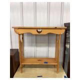Pine Wood Side Table with Heart Cutout