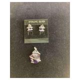 Sterling Silver Earrings & Pendant (New)