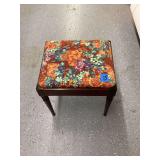 Upholstered Footstool with Floral Pattern