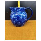 Staffordshire Ware Pitcher, Blue Floral Design