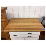 Kitchen Island with Wood Top and White Cabinet Base