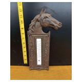 Horse Head Cast Metal Thermometer