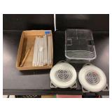 Plastic Case, a weed Eater, glass Lab Thermometer