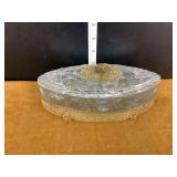 Oval Glass Jewelry Box with Metal Filigree
