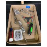 Variety of Hand Tools in Cardboard Box