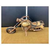 Hand Carved Wooden Motorcycle Sculpture