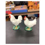 Lefton China White Chicken Figurines Pair