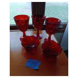 Red Glass Drinkware Set