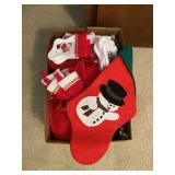 Box of Christmas stockings & placemats