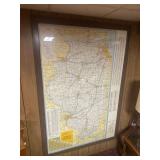 Illinois Road Map, framed, 4’x6’
