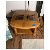 Oak End Table with Glass