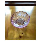 Pink Tinted Glass Bowl with Leaf Pattern