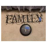Metal Family Wall Art and Clock