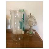 Partylite Hurricane Globe Shade and Crystal Table Lamp