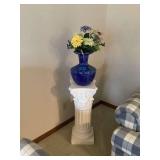 Vase w/artificial flowers on Pedestal