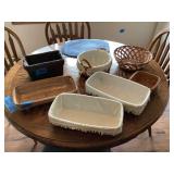 5 Longaberger Baskets & 2 wicker baskets