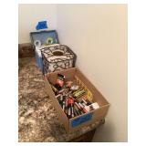 Box Assortment with Tape Dispenser, Metal Tissue Box Holder and Variety of Batteries