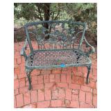 Rose Motif Metal Garden Bench