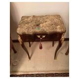 Marble-Top Side Table with Drawer