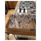 Set of Eight Drinking Glasses with Pinecone Design