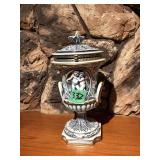Decorative Lidded Urn with Relief Design
