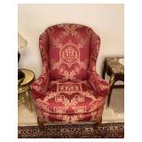 Wingback Armchair with Figural Fabric