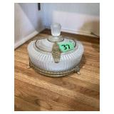 Glass Powder Jar with Metal Accents