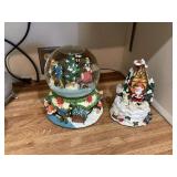 Holiday Snow Globe and Santa Figurine Set