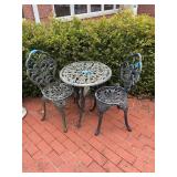 Cast Iron Table and Two Chair Set