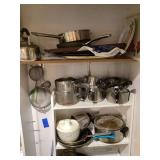 Contents of closet excluding shelves with dishes