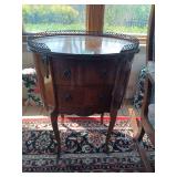Oval Shaped Side Table with Drawers