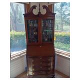 Mahogany Secretary Desk with Glass Display Cabinet