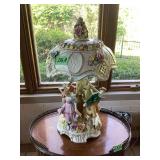 Porcelain Figural Lamp with Floral Accents