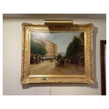 Framed Street Scene Painting