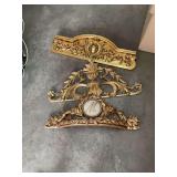 Set of Three Decorative Gold-Tone Architectural Elements
