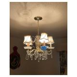 Chandelier with Fabric Shades and Crystal Accents