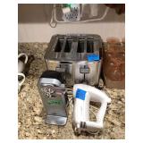 Calphalon Toaster, Sunbeam Mixer, and Cuisinart Can Opener