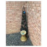 Metal Garden Obelisk and Pedestal Planter