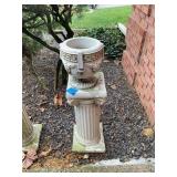 Concrete flower pot and pedestal