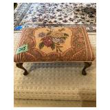 Upholstered Footstool with Floral Design