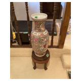 Floral Motif Porcelain Vase with Stand