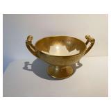 Gold Tone Pedestal Bowl with Handles