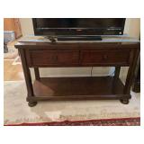 Wood Console Table with Drawers and Lower Shelf