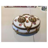 Chateau De Sonoges Porcelain Box with Gilt Metal Mounts