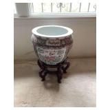 Rose Medallion Fishbowl with Stand