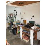 Rack and contents, Saw Horse, Bench and Contents