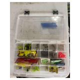 Assorted Fishing Lures and Tackle in Storage Box