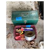 Metal Tool Box with Various Tools and Supplies