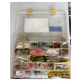 Assorted Fishing Lure Collection in Tackle Box