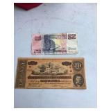 Confederate Currency & Singapore Two Dollar Bill, Flag